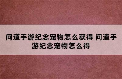 问道手游纪念宠物怎么获得 问道手游纪念宠物怎么得